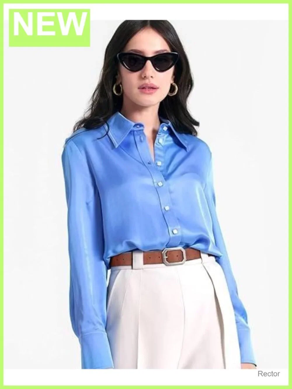 Women's Reversible Leather Belt with Vintage Silver Buckle